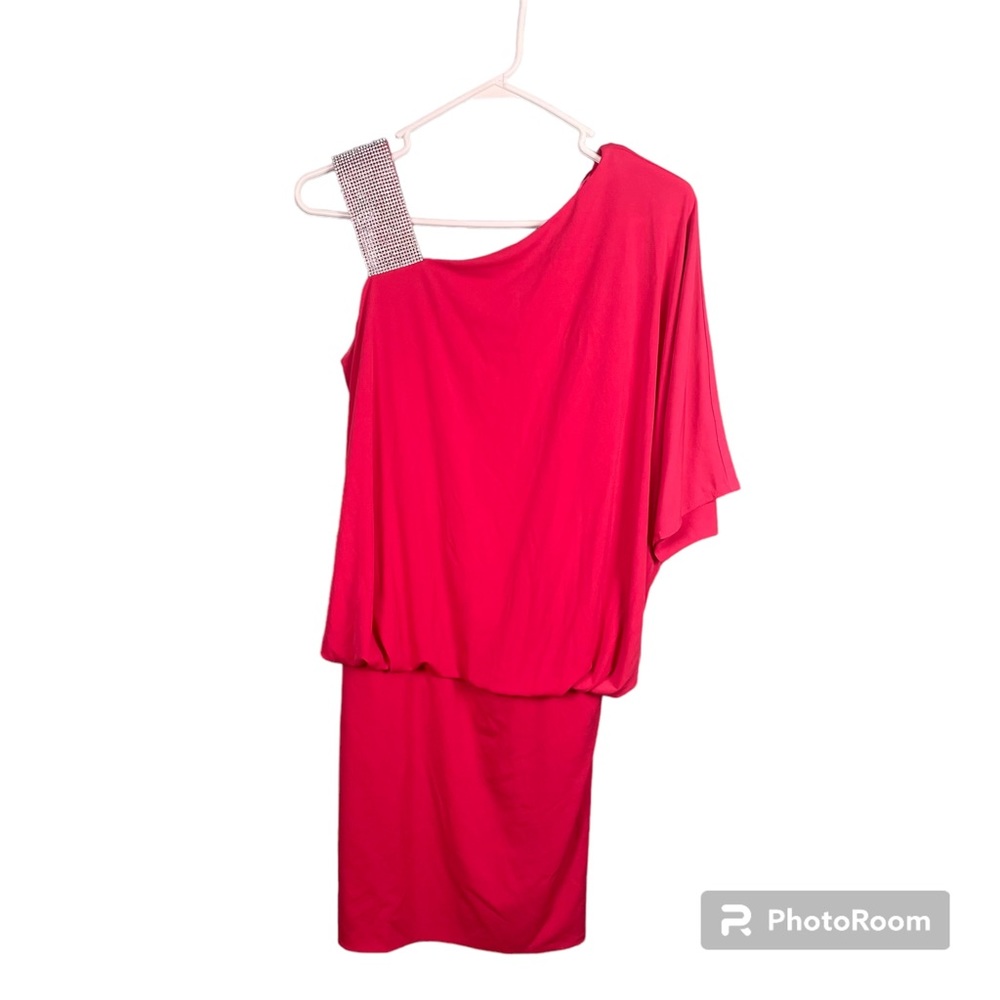 Jackie Jon Asymmetrical pinky red MIDI Dress Size 4